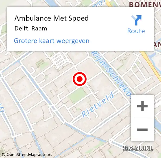 Locatie op kaart van de 112 melding: Ambulance Met Spoed Naar Delft, Raam op 3 oktober 2023 10:22