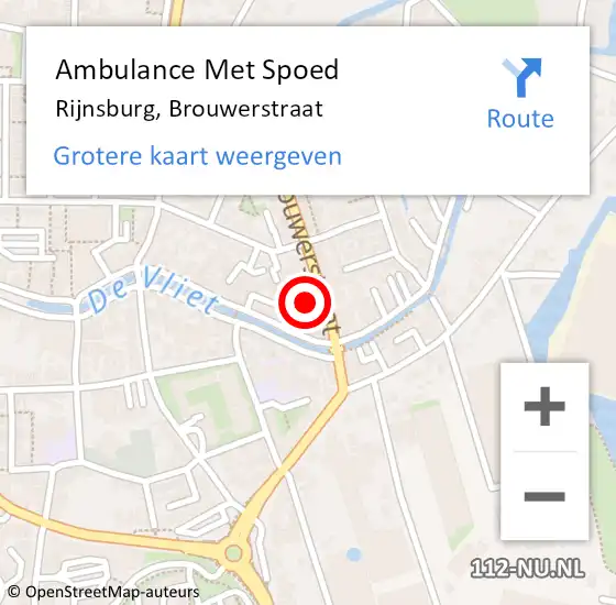 Locatie op kaart van de 112 melding: Ambulance Met Spoed Naar Rijnsburg, Brouwerstraat op 3 oktober 2023 13:13