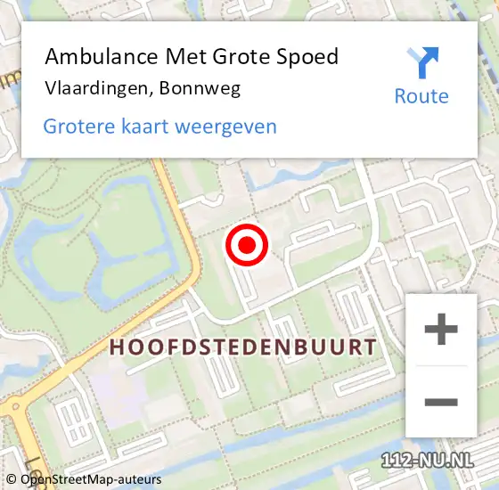 Locatie op kaart van de 112 melding: Ambulance Met Grote Spoed Naar Vlaardingen, Bonnweg op 3 oktober 2023 14:05