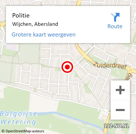 Locatie op kaart van de 112 melding: Politie Wijchen, Abersland op 3 oktober 2023 14:50