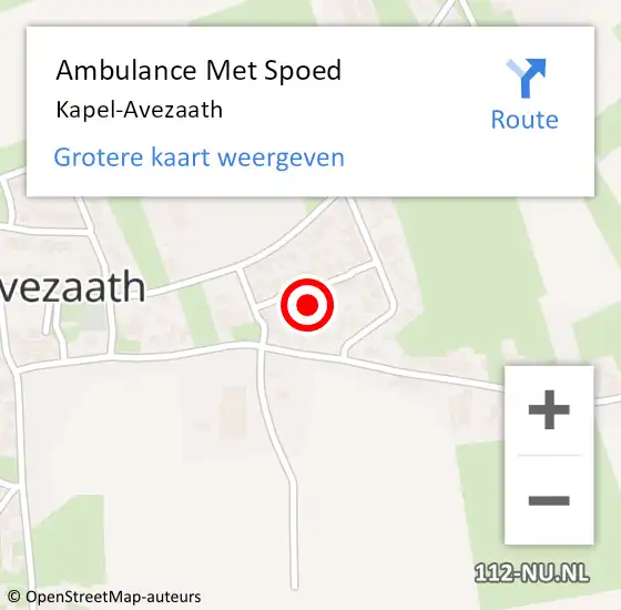 Locatie op kaart van de 112 melding: Ambulance Met Spoed Naar Kapel-Avezaath op 3 oktober 2023 15:33