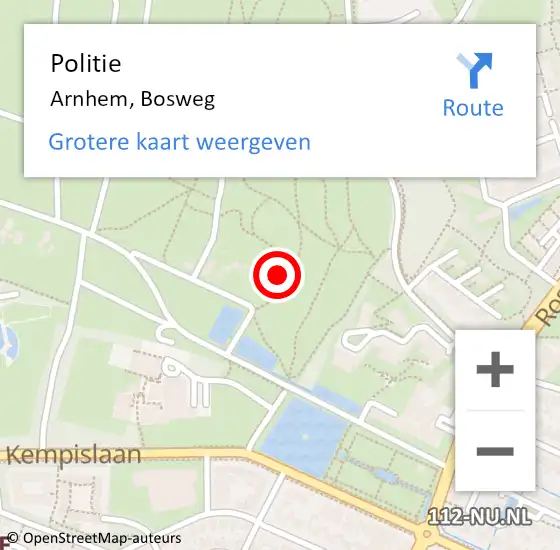 Locatie op kaart van de 112 melding: Politie Arnhem, Bosweg op 3 oktober 2023 16:32