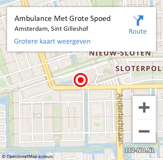 Locatie op kaart van de 112 melding: Ambulance Met Grote Spoed Naar Amsterdam, Sint Gilleshof op 3 oktober 2023 18:04
