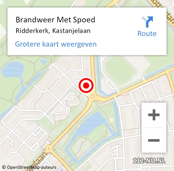 Locatie op kaart van de 112 melding: Brandweer Met Spoed Naar Ridderkerk, Kastanjelaan op 3 oktober 2023 18:10