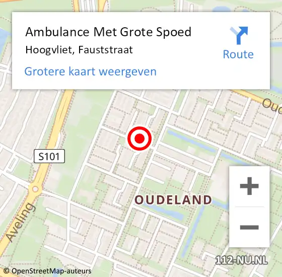 Locatie op kaart van de 112 melding: Ambulance Met Grote Spoed Naar Hoogvliet, Fauststraat op 3 oktober 2023 18:14