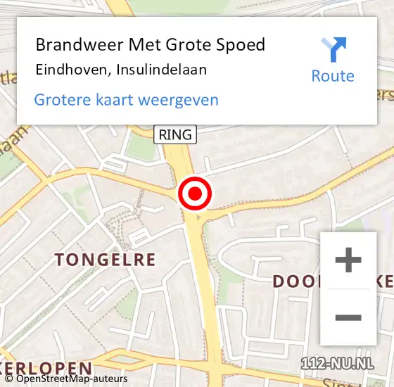 Locatie op kaart van de 112 melding: Brandweer Met Grote Spoed Naar Eindhoven, Insulindelaan op 3 oktober 2023 18:16