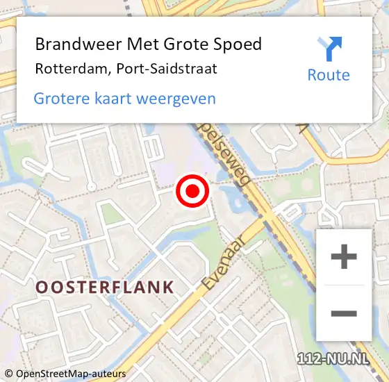 Locatie op kaart van de 112 melding: Brandweer Met Grote Spoed Naar Rotterdam, Port-Saidstraat op 3 oktober 2023 18:26