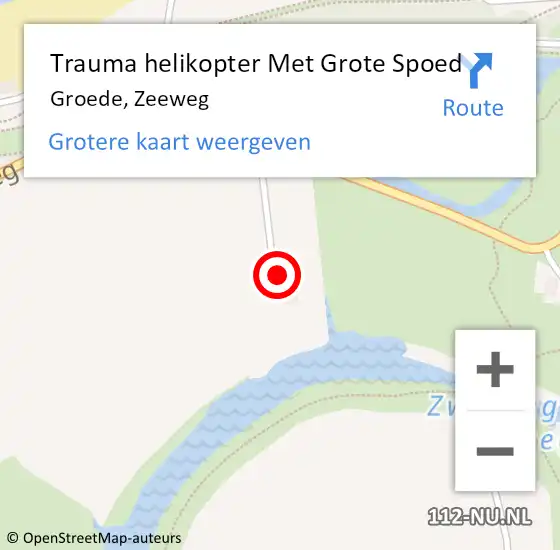 Locatie op kaart van de 112 melding: Trauma helikopter Met Grote Spoed Naar Groede, Zeeweg op 3 oktober 2023 19:43