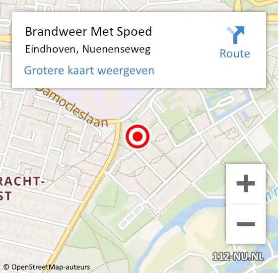 Locatie op kaart van de 112 melding: Brandweer Met Spoed Naar Eindhoven, Nuenenseweg op 3 oktober 2023 19:45