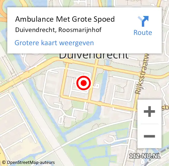 Locatie op kaart van de 112 melding: Ambulance Met Grote Spoed Naar Duivendrecht, Roosmarijnhof op 3 oktober 2023 19:54