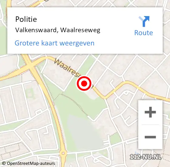 Locatie op kaart van de 112 melding: Politie Valkenswaard, Waalreseweg op 4 oktober 2023 01:11