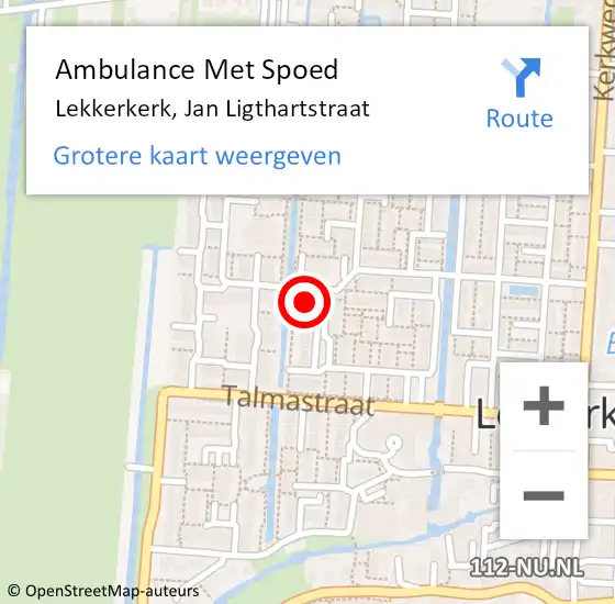 Locatie op kaart van de 112 melding: Ambulance Met Spoed Naar Lekkerkerk, Jan Ligthartstraat op 4 oktober 2023 03:07