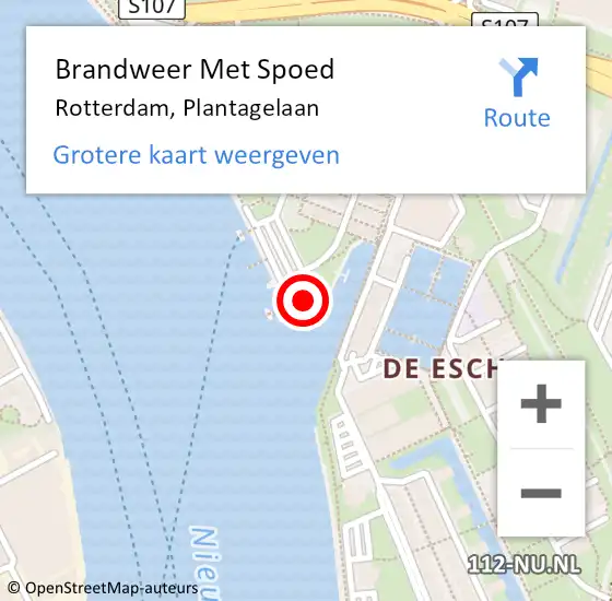 Locatie op kaart van de 112 melding: Brandweer Met Spoed Naar Rotterdam, Plantagelaan op 4 oktober 2023 05:11