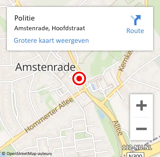 Locatie op kaart van de 112 melding: Politie Amstenrade, Hoofdstraat op 4 oktober 2023 07:39