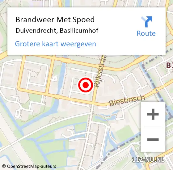 Locatie op kaart van de 112 melding: Brandweer Met Spoed Naar Duivendrecht, Basilicumhof op 4 oktober 2023 08:38