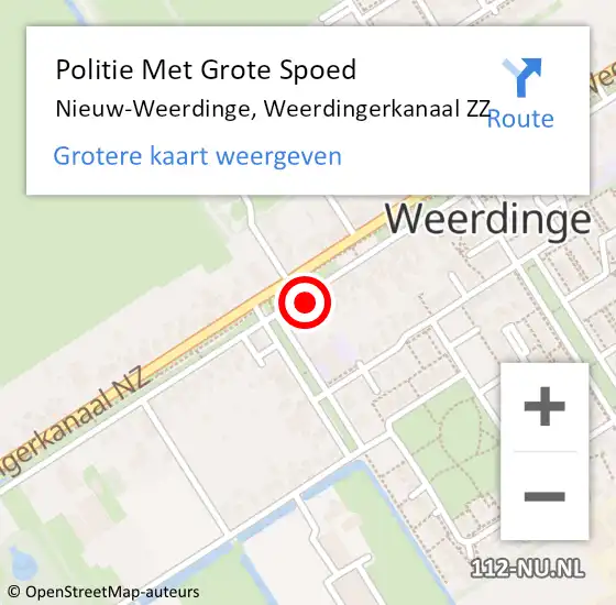 Locatie op kaart van de 112 melding: Politie Met Grote Spoed Naar Nieuw-Weerdinge, Weerdingerkanaal ZZ op 4 oktober 2023 08:48