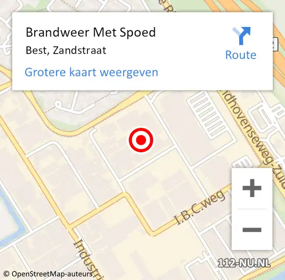 Locatie op kaart van de 112 melding: Brandweer Met Spoed Naar Best, Zandstraat op 4 oktober 2023 09:07