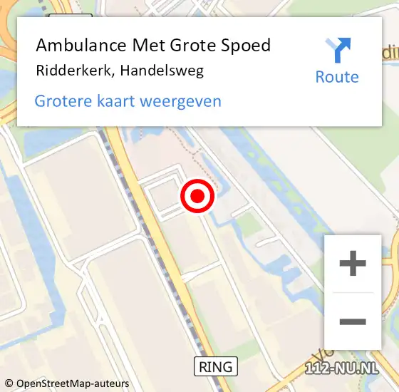 Locatie op kaart van de 112 melding: Ambulance Met Grote Spoed Naar Ridderkerk, Handelsweg op 4 oktober 2023 09:07