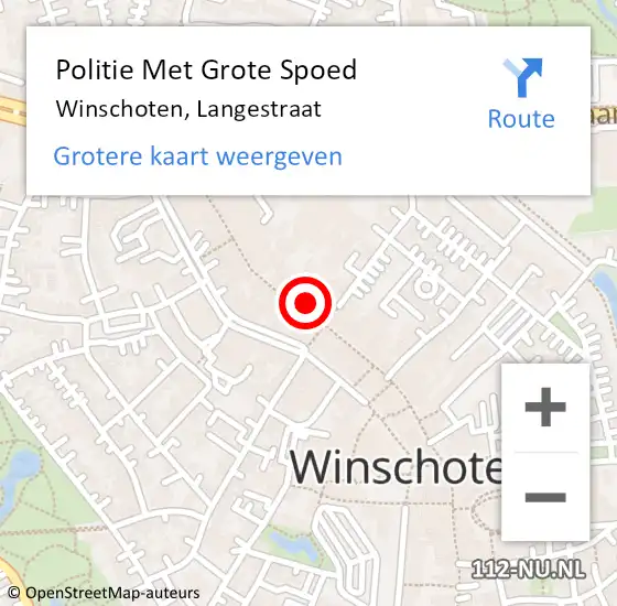 Locatie op kaart van de 112 melding: Politie Met Grote Spoed Naar Winschoten, Langestraat op 4 oktober 2023 09:36