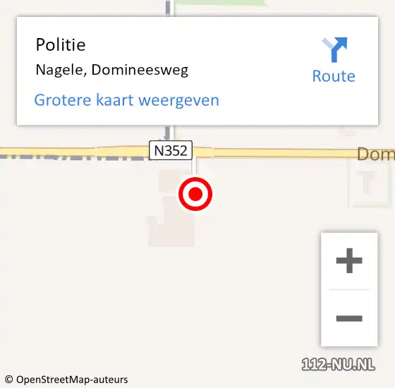 Locatie op kaart van de 112 melding: Politie Nagele, Domineesweg op 4 oktober 2023 10:38