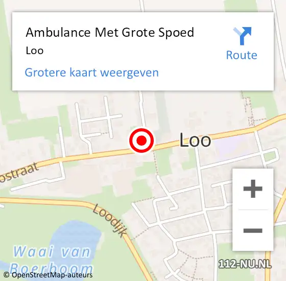 Locatie op kaart van de 112 melding: Ambulance Met Grote Spoed Naar Loo op 4 oktober 2023 10:55
