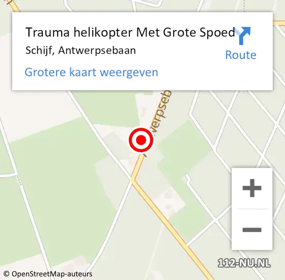 Locatie op kaart van de 112 melding: Trauma helikopter Met Grote Spoed Naar Schijf, Antwerpsebaan op 4 oktober 2023 12:15