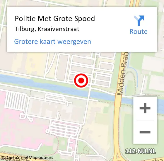 Locatie op kaart van de 112 melding: Politie Met Grote Spoed Naar Tilburg, Kraaivenstraat op 4 oktober 2023 14:08