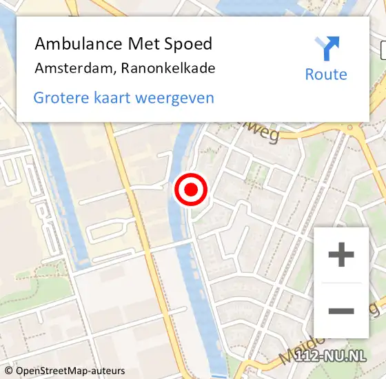Locatie op kaart van de 112 melding: Ambulance Met Spoed Naar Amsterdam, Ranonkelkade op 4 oktober 2023 16:21