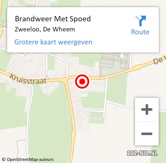 Locatie op kaart van de 112 melding: Brandweer Met Spoed Naar Zweeloo, De Wheem op 4 oktober 2023 16:26