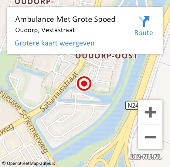 Locatie op kaart van de 112 melding: Ambulance Met Grote Spoed Naar Oudorp, Vestastraat op 4 oktober 2023 16:37