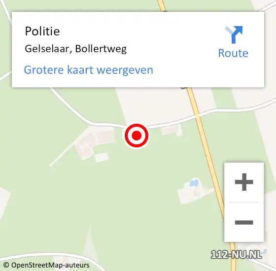 Locatie op kaart van de 112 melding: Politie Gelselaar, Bollertweg op 4 oktober 2023 16:55