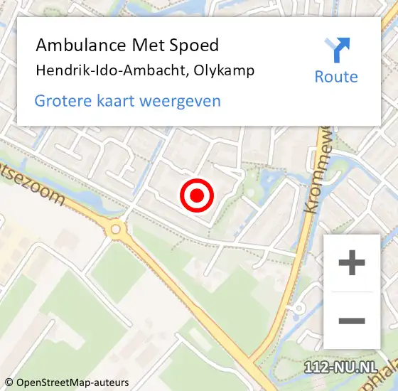 Locatie op kaart van de 112 melding: Ambulance Met Spoed Naar Hendrik-Ido-Ambacht, Olykamp op 4 oktober 2023 19:14