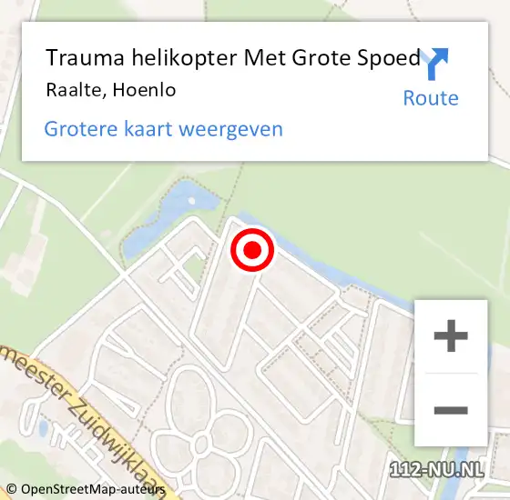 Locatie op kaart van de 112 melding: Trauma helikopter Met Grote Spoed Naar Raalte, Hoenlo op 4 oktober 2023 19:48