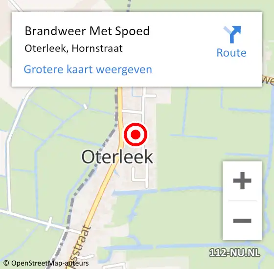 Locatie op kaart van de 112 melding: Brandweer Met Spoed Naar Oterleek, Hornstraat op 4 oktober 2023 19:56