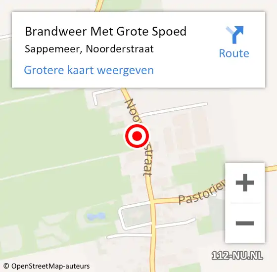 Locatie op kaart van de 112 melding: Brandweer Met Grote Spoed Naar Sappemeer, Noorderstraat op 4 oktober 2023 20:02