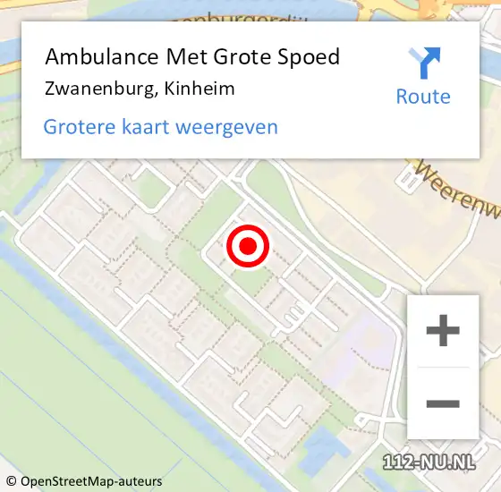Locatie op kaart van de 112 melding: Ambulance Met Grote Spoed Naar Zwanenburg, Kinheim op 4 oktober 2023 20:48