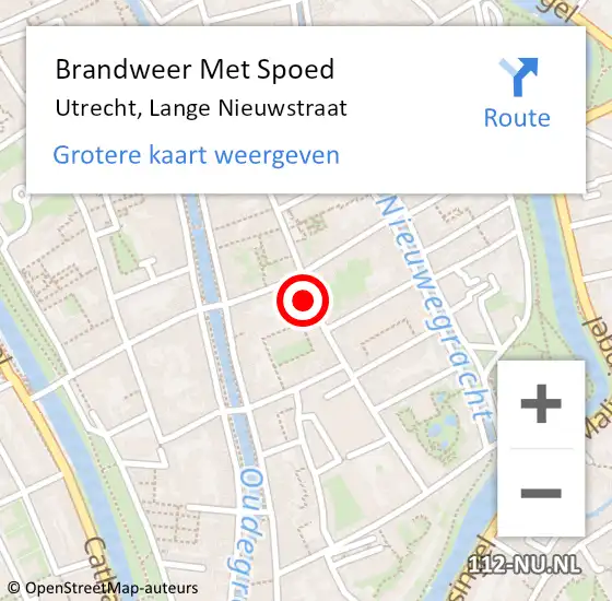 Locatie op kaart van de 112 melding: Brandweer Met Spoed Naar Utrecht, Lange Nieuwstraat op 4 oktober 2023 21:18