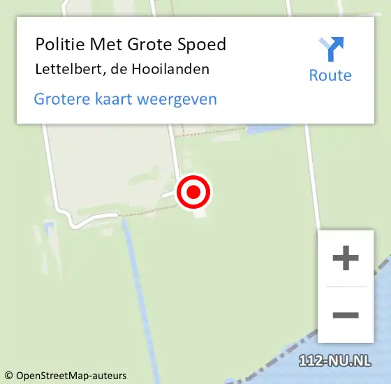 Locatie op kaart van de 112 melding: Politie Met Grote Spoed Naar Lettelbert, de Hooilanden op 4 oktober 2023 22:58
