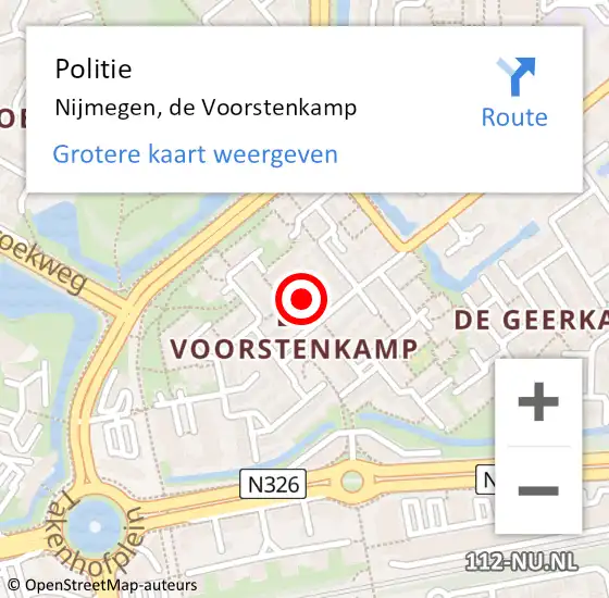 Locatie op kaart van de 112 melding: Politie Nijmegen, de Voorstenkamp op 4 oktober 2023 23:14