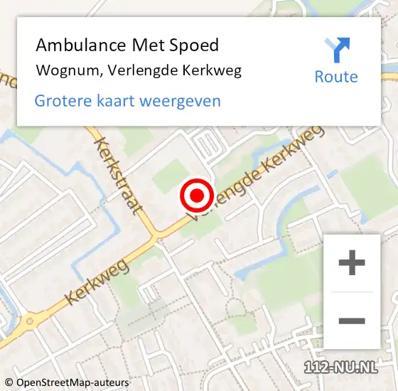Locatie op kaart van de 112 melding: Ambulance Met Spoed Naar Wognum, Verlengde Kerkweg op 5 oktober 2023 02:48