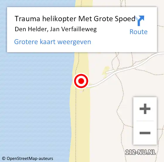 Locatie op kaart van de 112 melding: Trauma helikopter Met Grote Spoed Naar Den Helder, Jan Verfailleweg op 5 oktober 2023 03:57