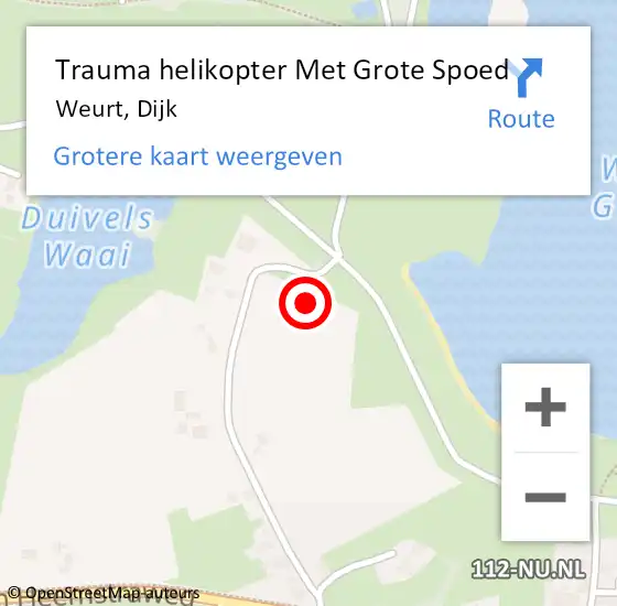 Locatie op kaart van de 112 melding: Trauma helikopter Met Grote Spoed Naar Weurt, Dijk op 5 oktober 2023 07:26