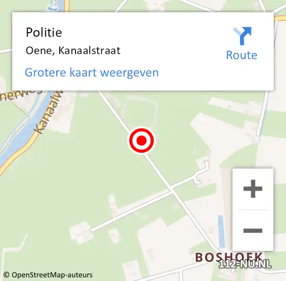 Locatie op kaart van de 112 melding: Politie Oene, Kanaalstraat op 5 oktober 2023 07:52