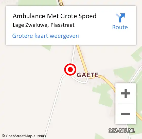 Locatie op kaart van de 112 melding: Ambulance Met Grote Spoed Naar Lage Zwaluwe, Plasstraat op 10 september 2014 14:36