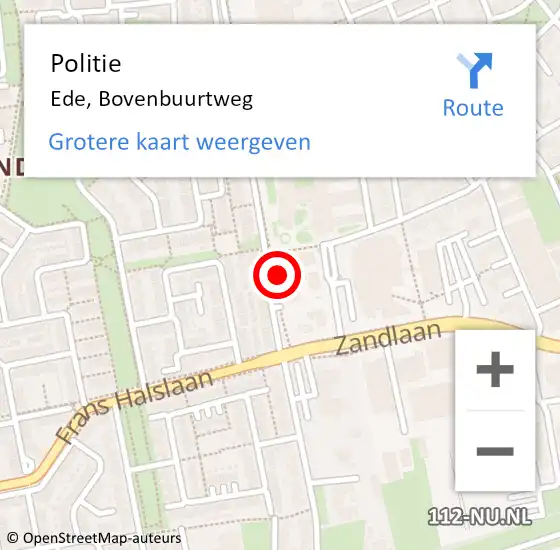 Locatie op kaart van de 112 melding: Politie Ede, Bovenbuurtweg op 5 oktober 2023 08:18