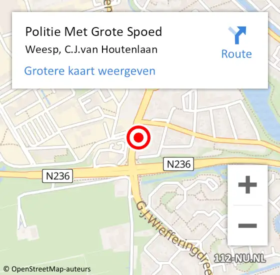 Locatie op kaart van de 112 melding: Politie Met Grote Spoed Naar Weesp, C.J.van Houtenlaan op 5 oktober 2023 09:25