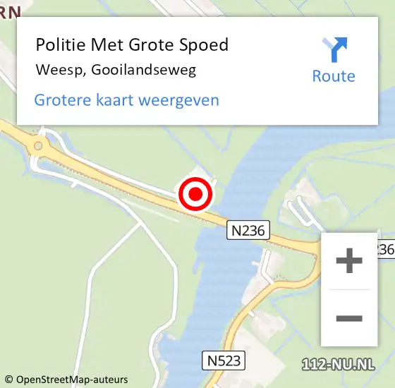 Locatie op kaart van de 112 melding: Politie Met Grote Spoed Naar Weesp, Gooilandseweg op 5 oktober 2023 09:27