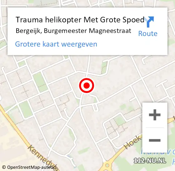 Locatie op kaart van de 112 melding: Trauma helikopter Met Grote Spoed Naar Bergeijk, Burgemeester Magneestraat op 5 oktober 2023 10:34