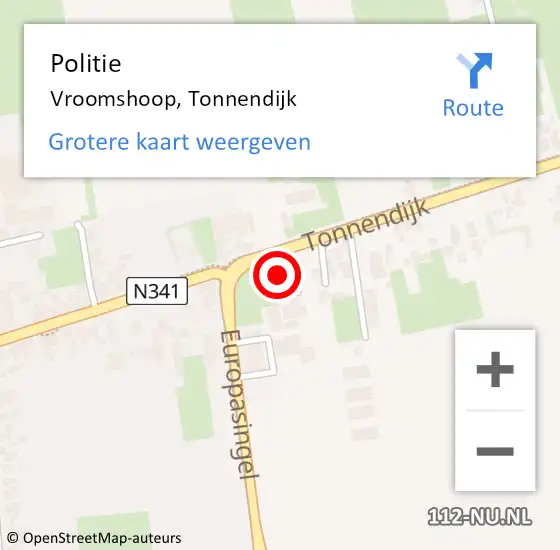 Locatie op kaart van de 112 melding: Politie Vroomshoop, Tonnendijk op 5 oktober 2023 11:53