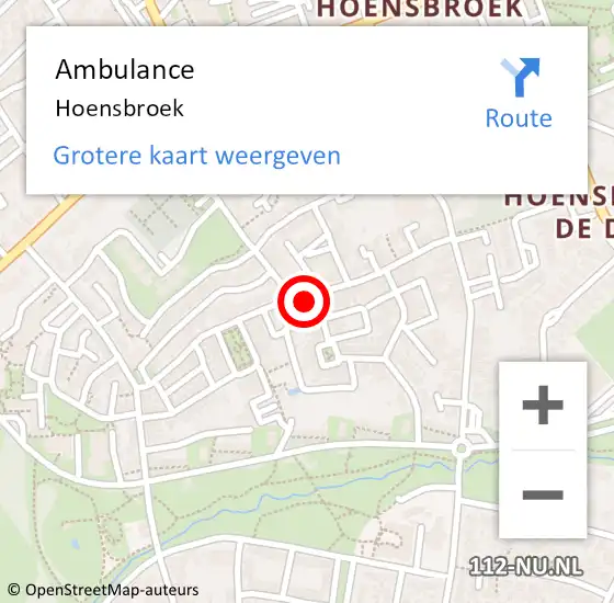 Locatie op kaart van de 112 melding: Ambulance Hoensbroek op 5 oktober 2023 12:02